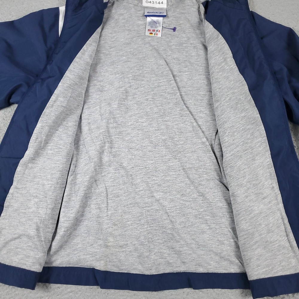 Reebok Jacket Womens Large Blue Vintage Full Zip Windbreaker Hooded 043144 - Picture 3 of 8
